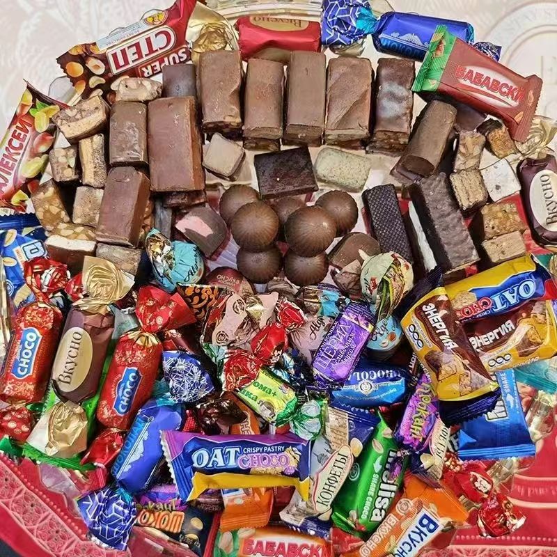 俄罗斯巧克力混合糖果紫皮糖零食大礼包年货散装喜糖