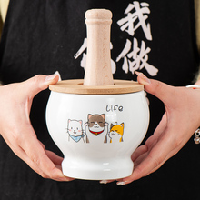 老式陶瓷蒜臼擂辣椒擂钵捣蒜器捣药罐皮蛋家用蒜臼子石臼蒜泥捣碎