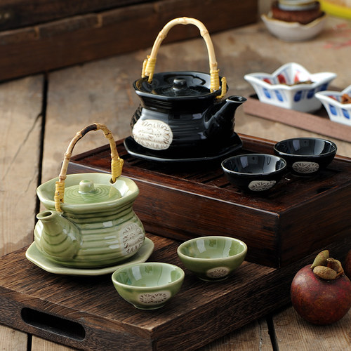 日式陶瓷海鲜壶寿司料理店餐具创意小茶壶土瓶蒸瓷器海参松茸汤壶