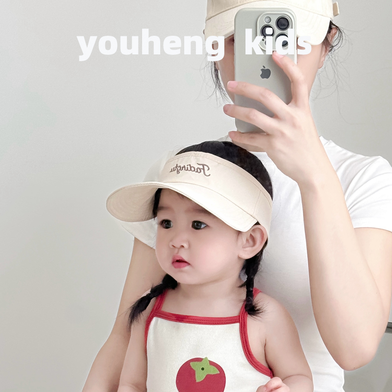 婴儿空顶帽春夏薄款刺绣字母宝宝帽子儿童防晒遮阳户外出游可调节