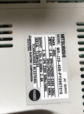 【议价】三菱驱动器MR-J2S-40B-PY096T018成色好询价