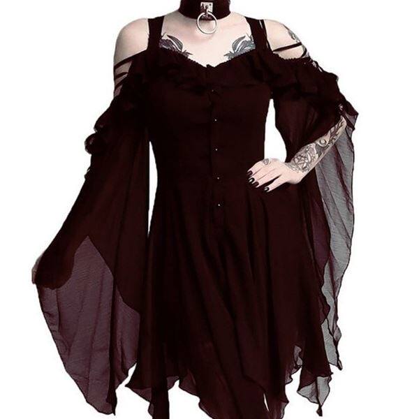 Dress dress with off-the-shoulder irregular buttonsS-5XL