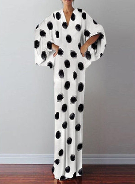 2020新款欧洲站亚马逊速卖通大码女装宽松胖mm200斤连衣裙夏长裙