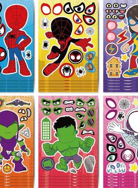 6/12Sheets Disney Marvel Make-a-Face Puzzle Stickers Spiderm