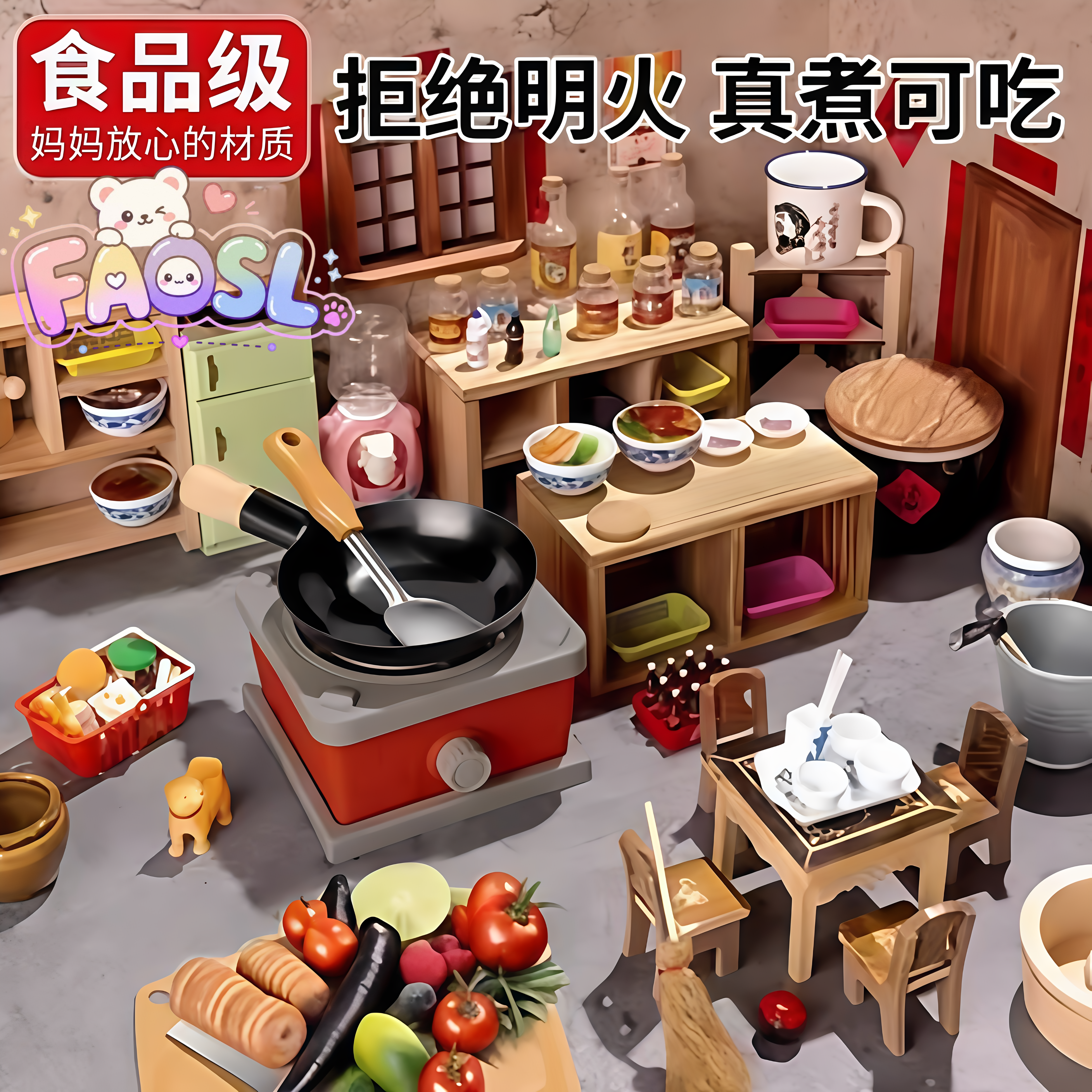 德国过家家迷你厨房真煮全套真实版厨具儿童做饭女孩生日礼物玩具