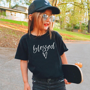 Blessed Religious Christian Kids T Shirt小孩信仰短袖T恤纯棉