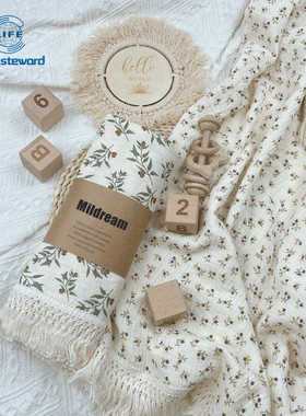 流苏毯包巾被Cotton Muslin Swaddle Blankets for Baby Tassel
