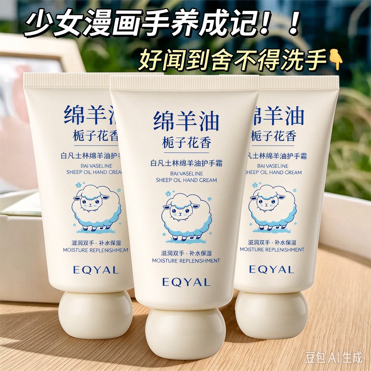 绵羊油凡士林护手霜滋润持久留香
