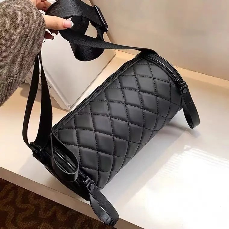 【今日活动】菱格圆筒包包女包斜跨包新款百搭水桶包牛津布单肩包,箱包皮具/热销女包/男包,水桶包,淘宝优惠券,粉丝福利购,淘宝优惠卷