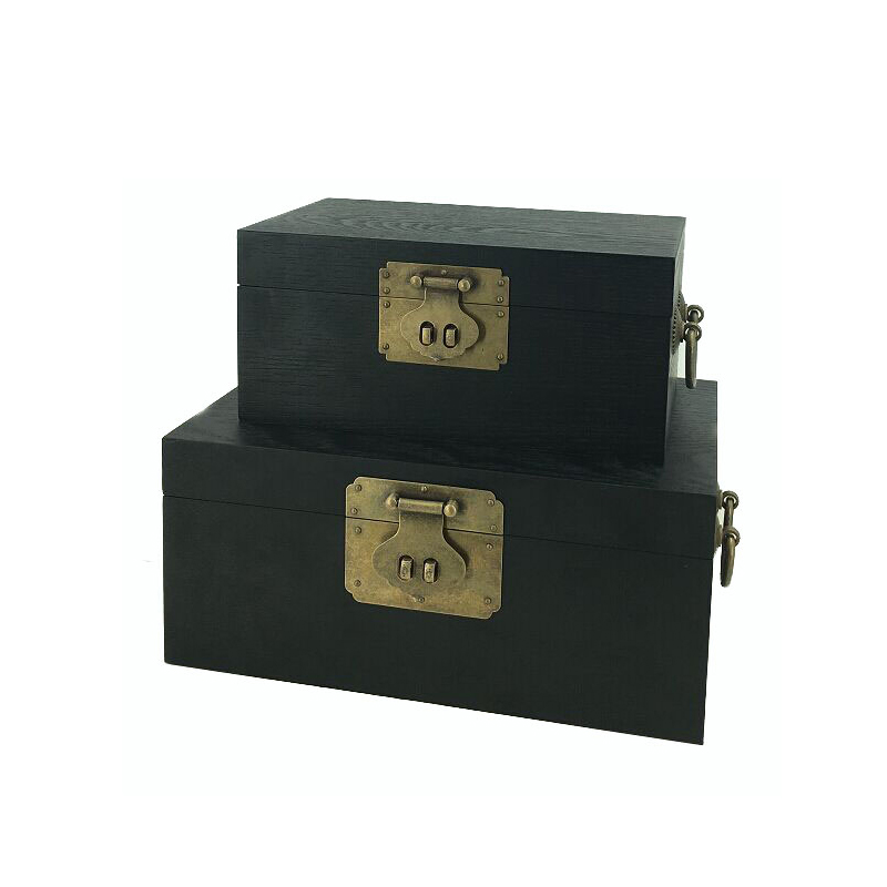 中式样板房售楼处软装饰品中国红收纳盒珠宝首饰盒实木漆器摆件