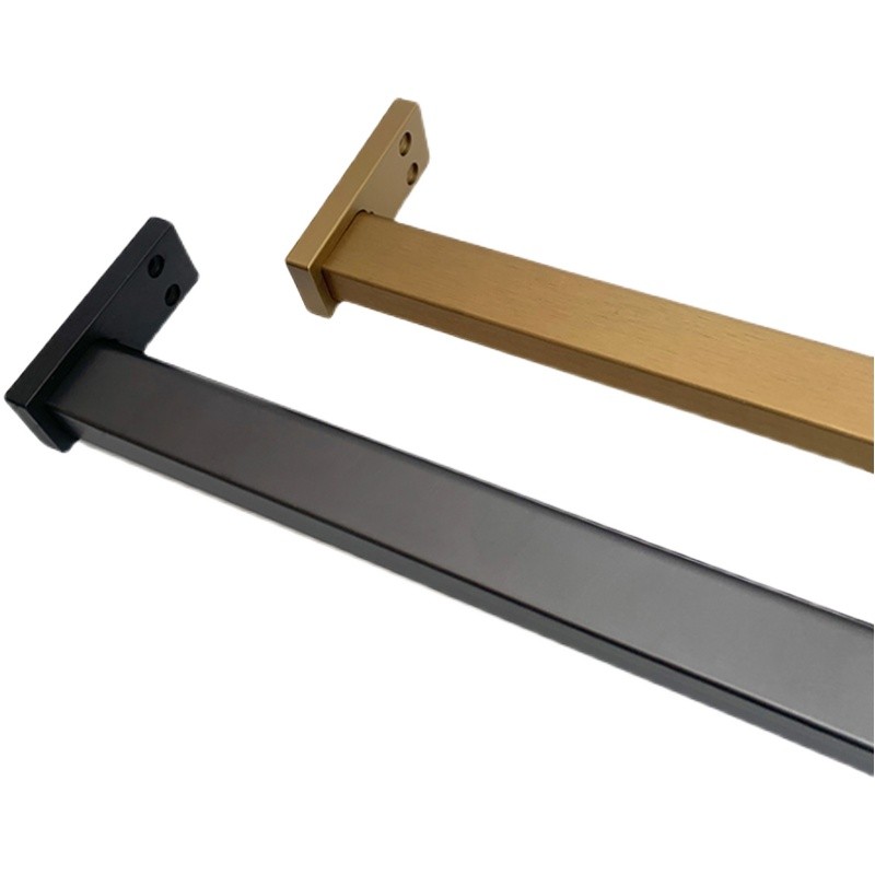 加厚衣柜挂衣杆黑色方形橱柜顶装侧装衣通杆柜子防滑静音金色灰色