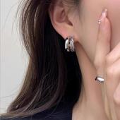 法式 金属C形圈圈耳钉重工高级感CELI风绕线耳环气质通勤耳圈耳夹