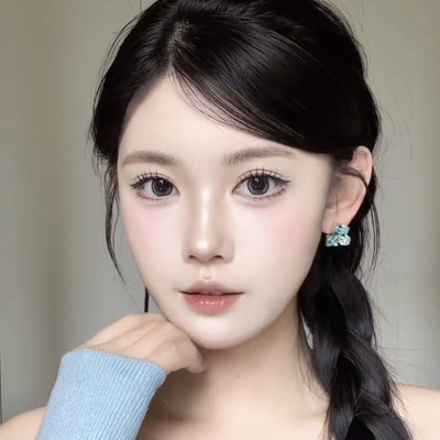 韩系新款小清新蓝色方形镶钻耳钉