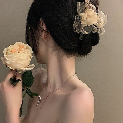 文艺干枯玫瑰花朵珍珠发绳发夹