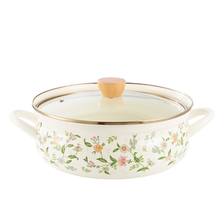 老式搪瓷锅双耳加厚家用汤锅食品级盆大号带盖小号炖锅砂锅珐琅锅