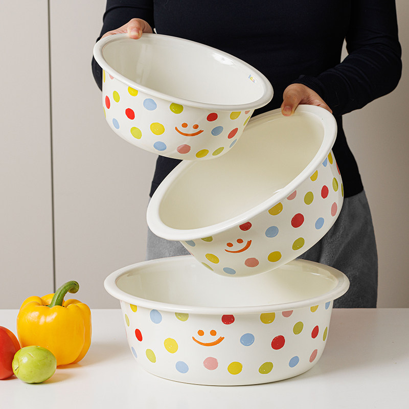 搪瓷盆带盖食品级加厚2025新款汤锅珐琅特厚食品级洗菜盆家用厨房