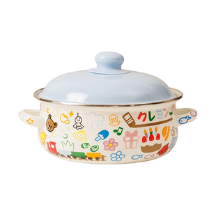 搪瓷可爱带盖泡面锅家用厨房高颜值装猪油罐双耳缸小号珐琅食品级