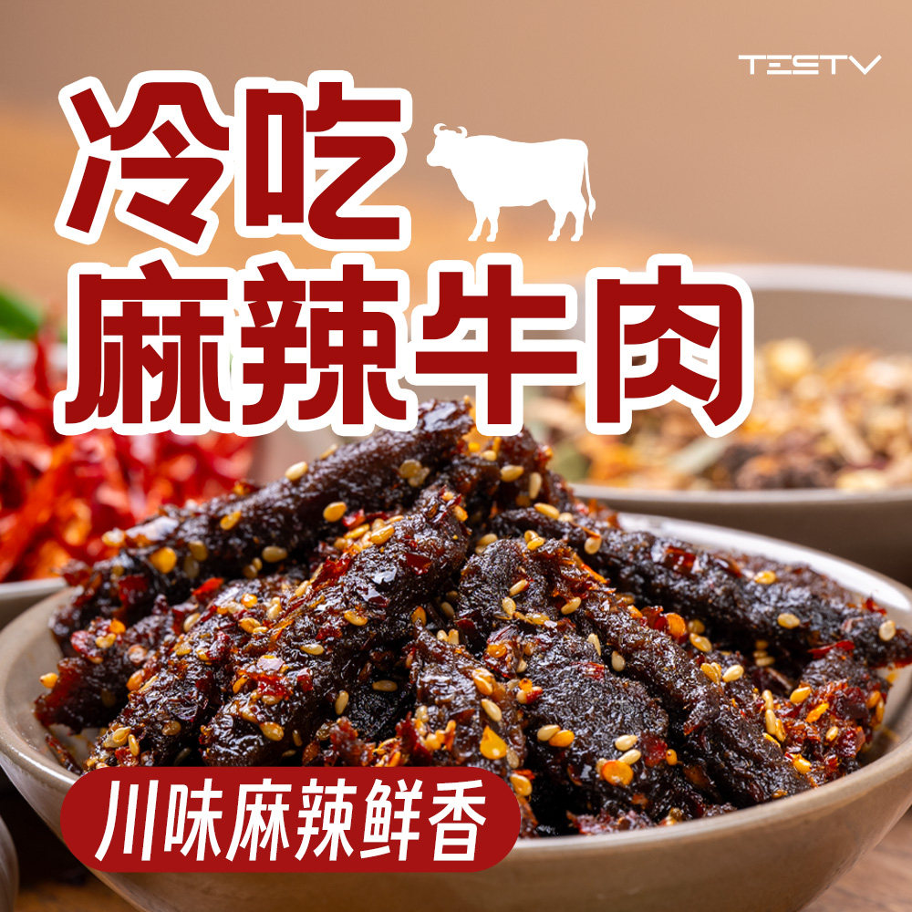 TESTV冷吃麻辣牛肉手工炒制非遗传承无添加健康松软有嚼劲