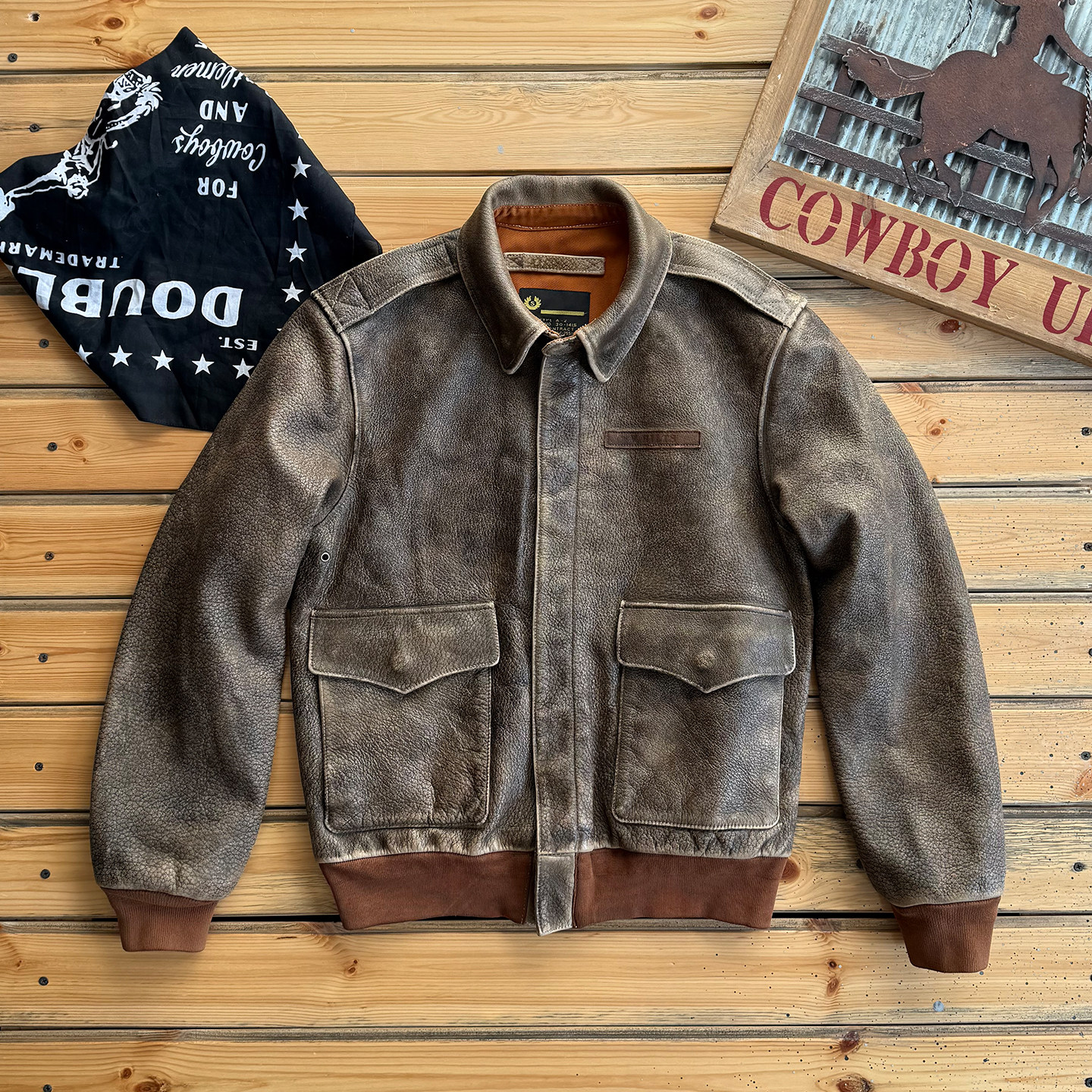 秋冬美式复古A2飞行夹克男士重水洗做旧牛皮夹克真皮皮衣宽松外套