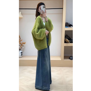 休闲百搭毛衣外套女2026秋冬新款中长款慵懒风显瘦宽松减龄开衫女