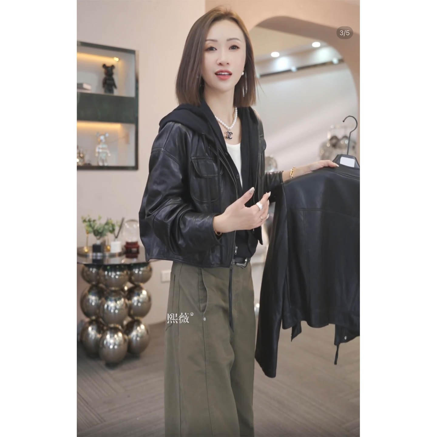 连帽皮夹克上衣外套女短款假两件