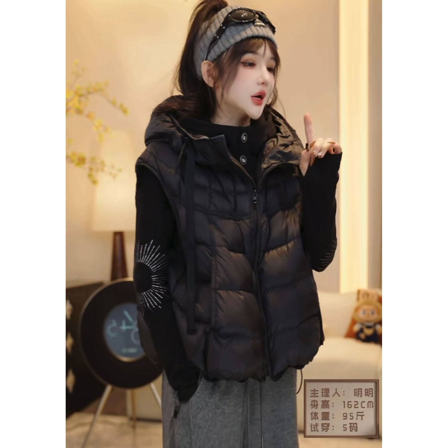 连帽羽绒马甲女冬季加厚外穿