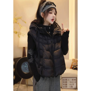 连帽羽绒马甲女冬季加厚外穿2025新款高级感韩版休闲气质马夹背心
