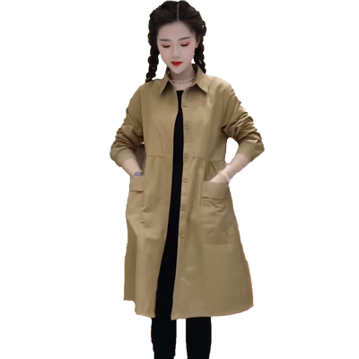 婵之画常规Polo中长款英伦风衣