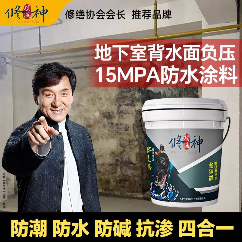 背水面防水涂料内墙面渗水防潮返碱补漏材料地下室负压止水防霉胶