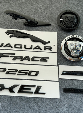 适用捷豹黑色车标XEL XFL XJL F-PACE V6车尾黑标5.0英文字母标志