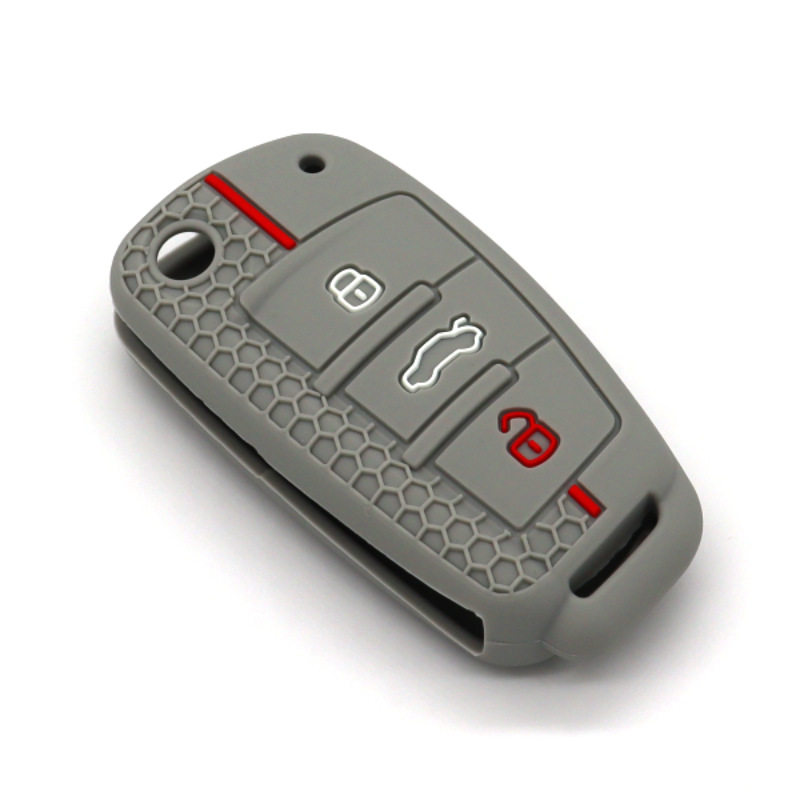 适用奥迪A3A4LA6L TT折叠3键半蜂窝造型新款硅胶汽车钥匙包套现货