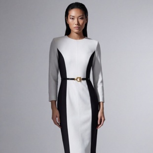 进阶版 款 醋酸空气层黑白拼接美剧大女主连衣裙 经典