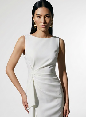 BYMEI两色风情万种女人味修身显身材高端大牌设计优雅连衣裙紫色