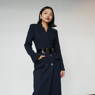 BRANDBYMEI行政女总裁精英标配通勤干练量身剪裁双排扣外套连衣裙