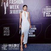 惊艳全场 旗袍领设计感削肩开叉礼服连衣裙优雅晚宴 别致中式