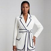 2026新款 外套 职场休闲百搭气质撞色包边收腰系带西装