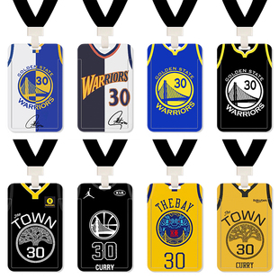 学生卡套校园饭卡挂绳滑盖式塑料硬壳胸牌NBA斯蒂芬库里30号球衣