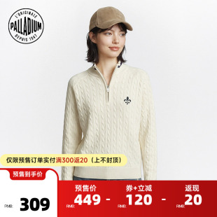 PALLADIUM帕拉丁上衣半拉链套头针织衫内搭女款立领毛衫1914851