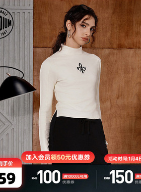 PALLADIUM帕拉丁上衣简约时尚鸢尾花印花女款长袖内搭T恤1910513