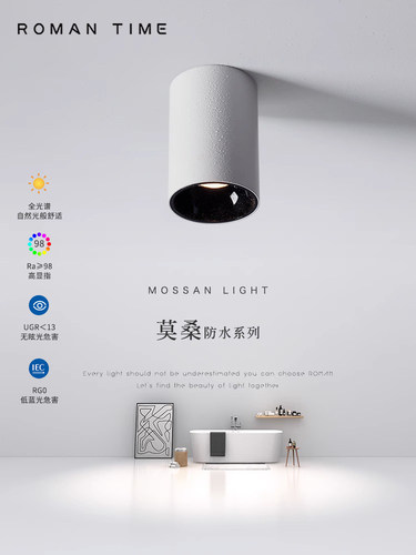 IP65明装防水射灯浴室卫生间阳台厕所防潮防雾大瓦数圆形无主灯