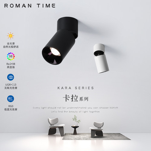 罗曼时光明装射灯可调角度高显指