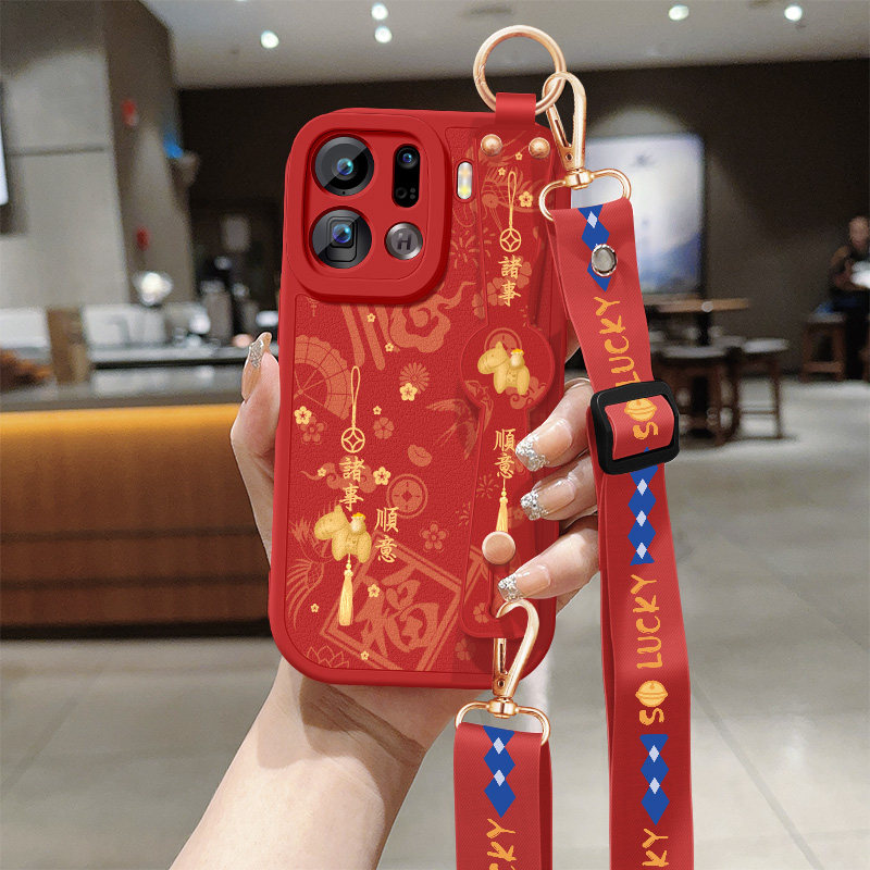 适用oppofindx9手机壳新款女生Findx9Pro红色小马带挂绳OPPO新年保护套硅胶软全包防摔PLJ110高级PLG110外壳