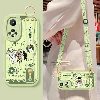 适用华为hinova9手机壳hinova9pro新款女士智选中邮嗨9se卡通小猫腕带支架挂绳小羊皮5g硅胶软nova9z保护套外