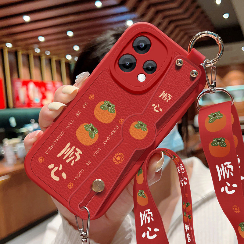 OPPOReno15C手机壳新款reno15pro小羊皮镜头带防摔OPPOReno15超薄保护套柿柿顺心带挂绳PMD110硅胶软壳女适用