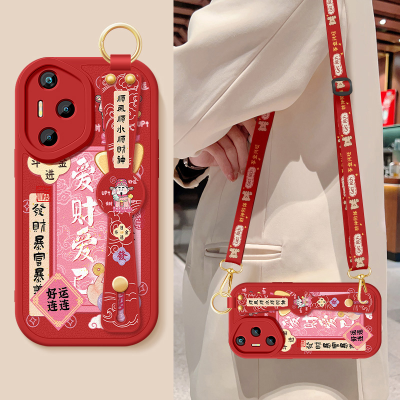 适用荣耀400手机壳honor400pro新款女爱财爱己背斜挎腕带挂绳小羊皮防摔硅胶DNN-AN00十软外壳DNP-AN00保护套