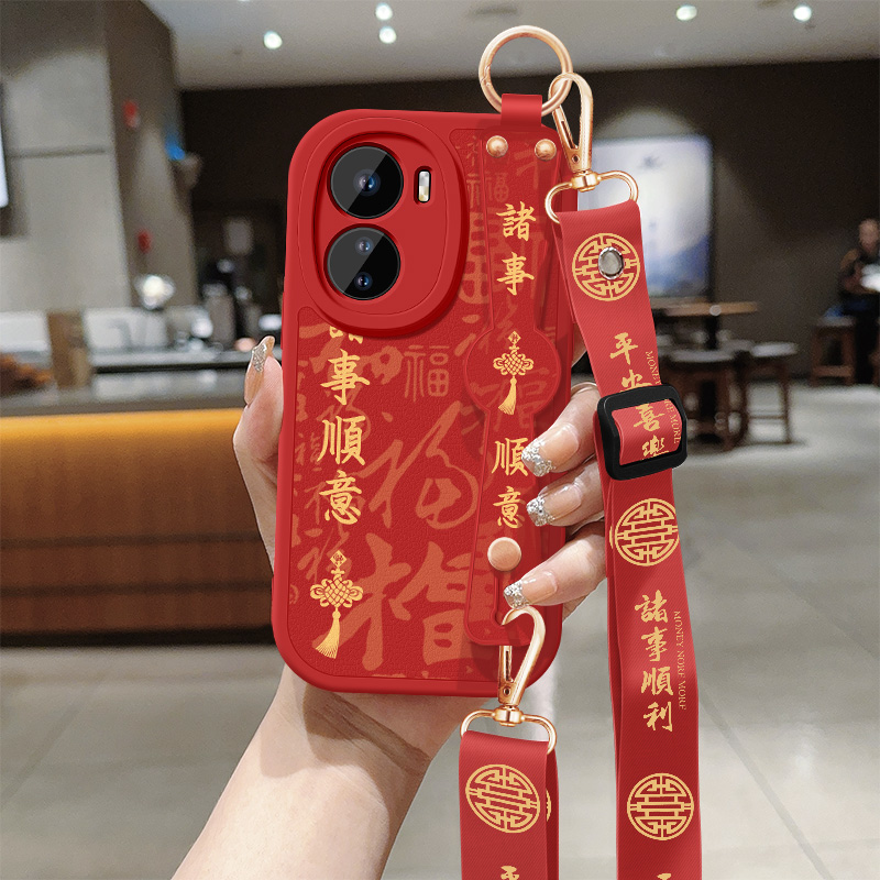 斜挎腕带★小羊皮细腻手感★天使眼镜头保护