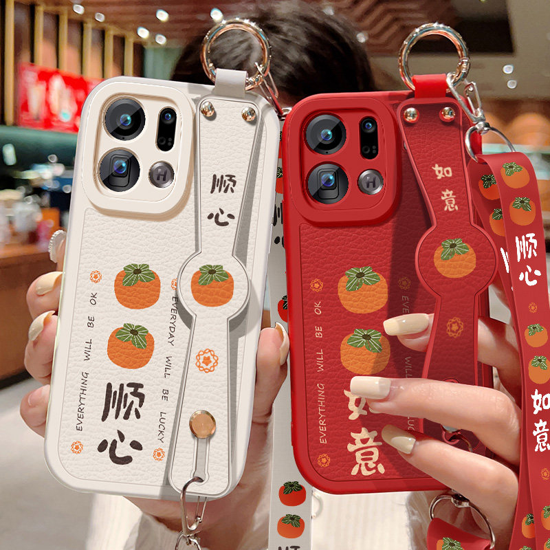 柿柿顺心适用oppofindx9手机壳新款女生Findx9Pro带防摔硅胶软斜挎腕带挂绳OPPO保护套PLJ110高级PLG110外壳