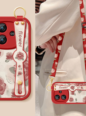 适用iqooz9手机壳iqooz9turbo长续航版新款女vivoiqooz9x红色玫瑰腕带支架挂绳小羊皮硅胶软V2352A防摔保护套