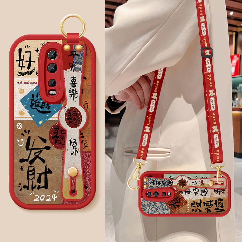 斜挎腕带★小羊皮细腻手感★天使眼镜头保护