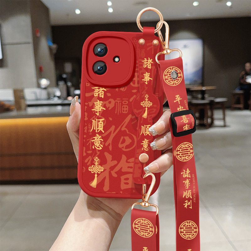 斜挎腕带★小羊皮细腻手感★天使眼镜头保护